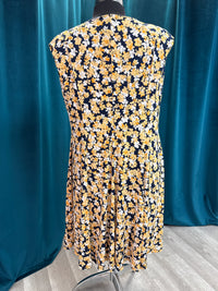 Navy & Yellow Floral Sleeveless Dress - Maggy London