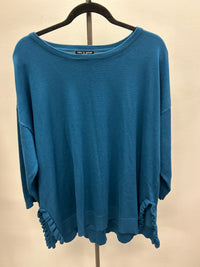 Teal Side Slit Sweater - Cable & Gauge