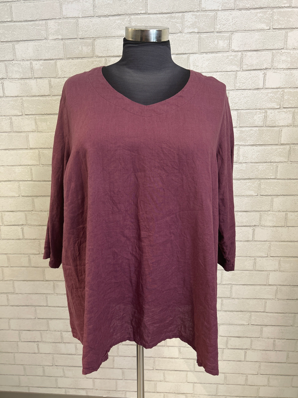 Eggplant Linen Top - Flax