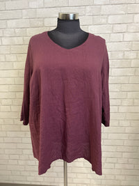 Eggplant Linen Top - Flax