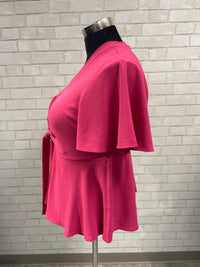 Pink Tie Front Blouse - Grace Karin