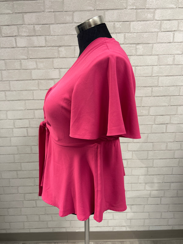 Pink Tie Front Blouse - Grace Karin