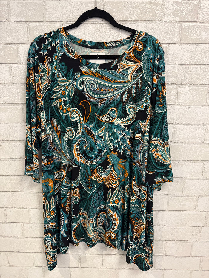 Teal/Orange Paisley Tunic - Jessica London (NWT)