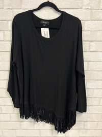 Black Fringe Top - Karen Kane