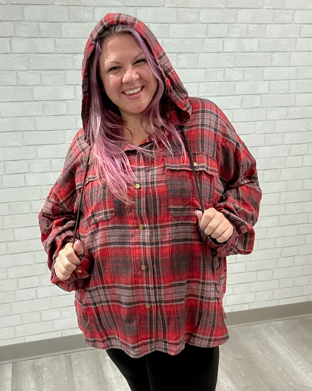 Plaid Shacket | Red