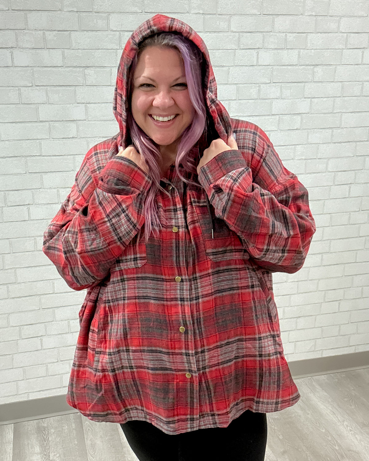 Plaid Shacket | Red