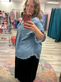 Frayed Hem Denim Shirt