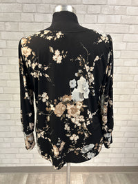 Black Abstract Floral Top - Karen Kane