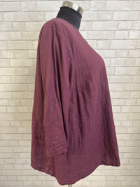 Eggplant Linen Top - Flax