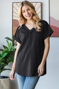 V-Neck Scuba Top | Black