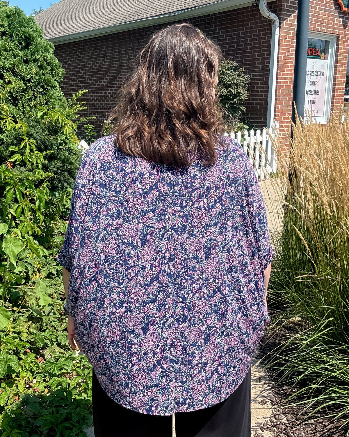 Essential Top | Navy & Pink Paisley