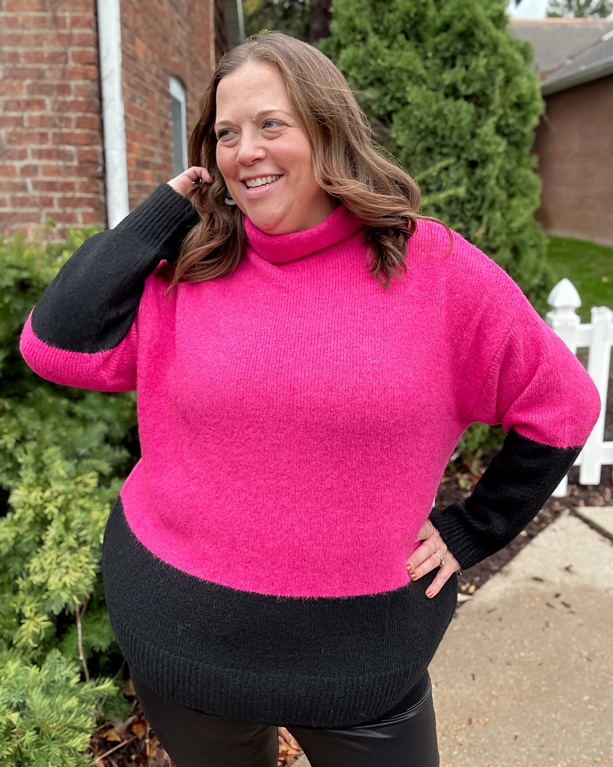 Colorblock Sweater | Pink & Black