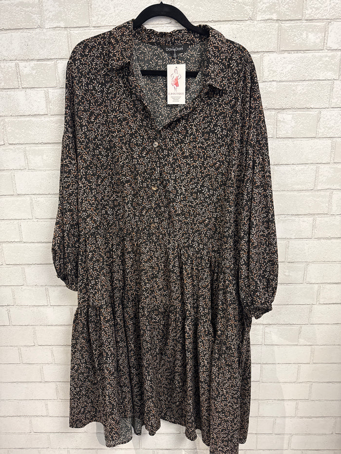 Blk/Brown Floral Print Dress - Davi & Dani