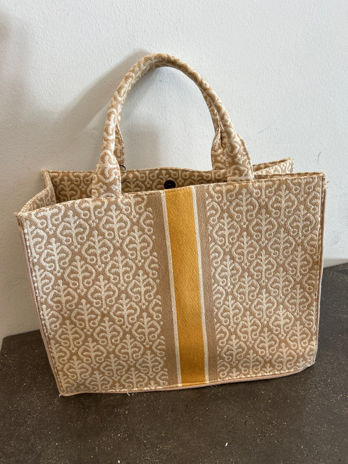 Oat Printed Flat Bottom Tote