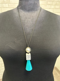 Teal & White Geometric Necklace