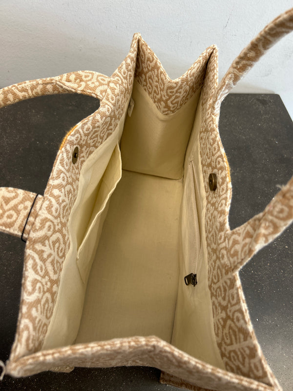 Oat Printed Flat Bottom Tote