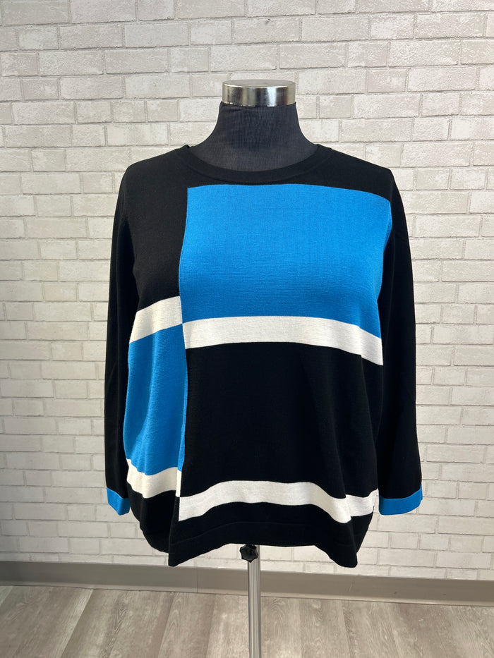NWT Blue/Black/White Colorblock Sweater - Ulla Popken