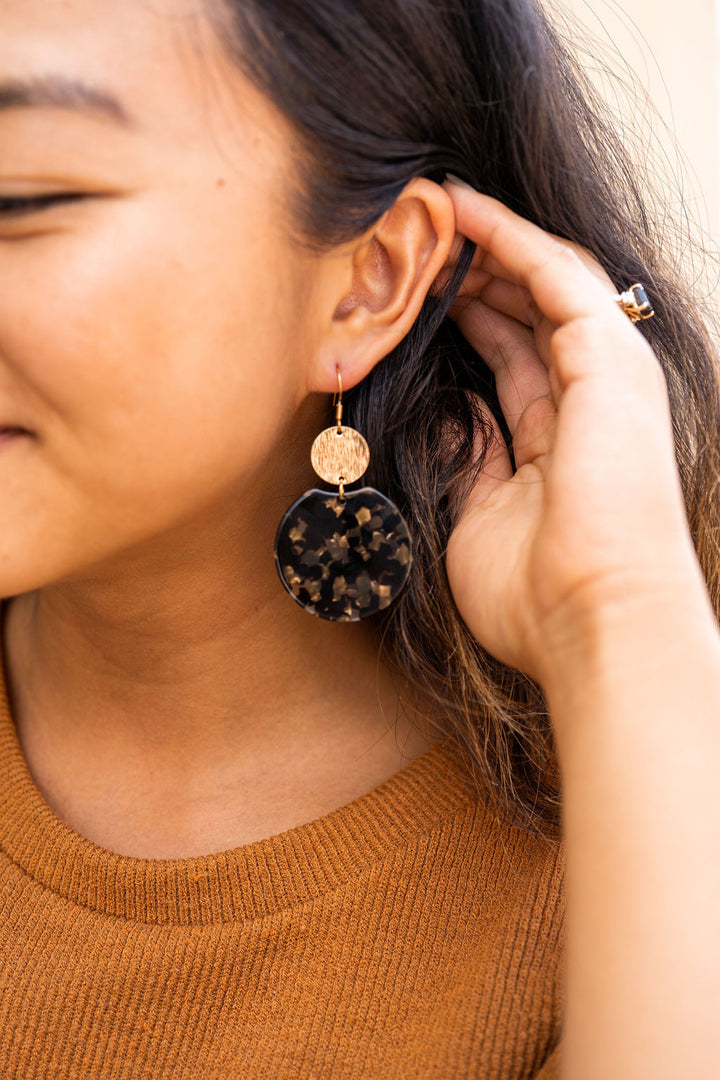 Zoey Earrings | Black & Bronze