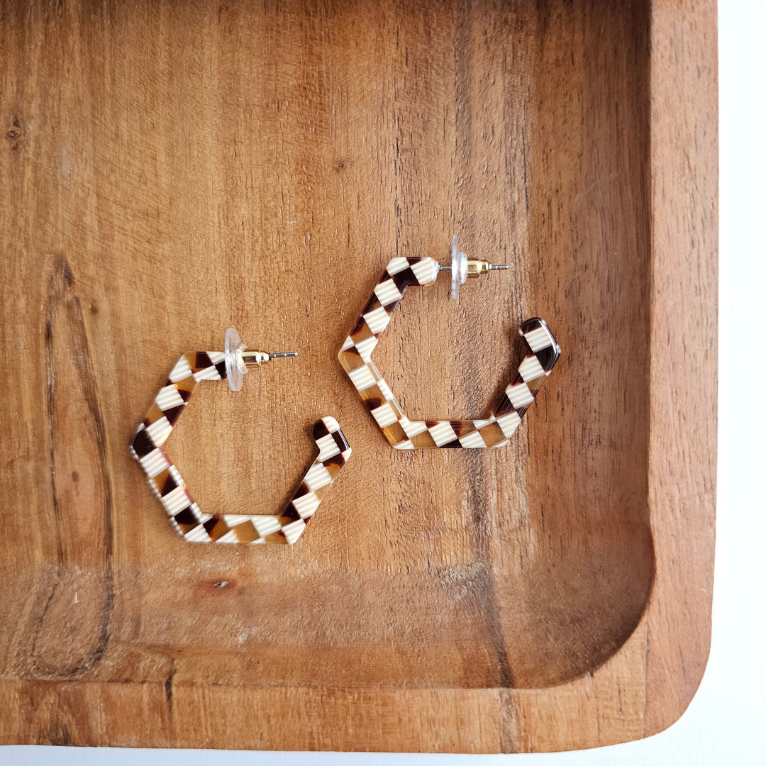 Hexi Hoops | Brown Checker