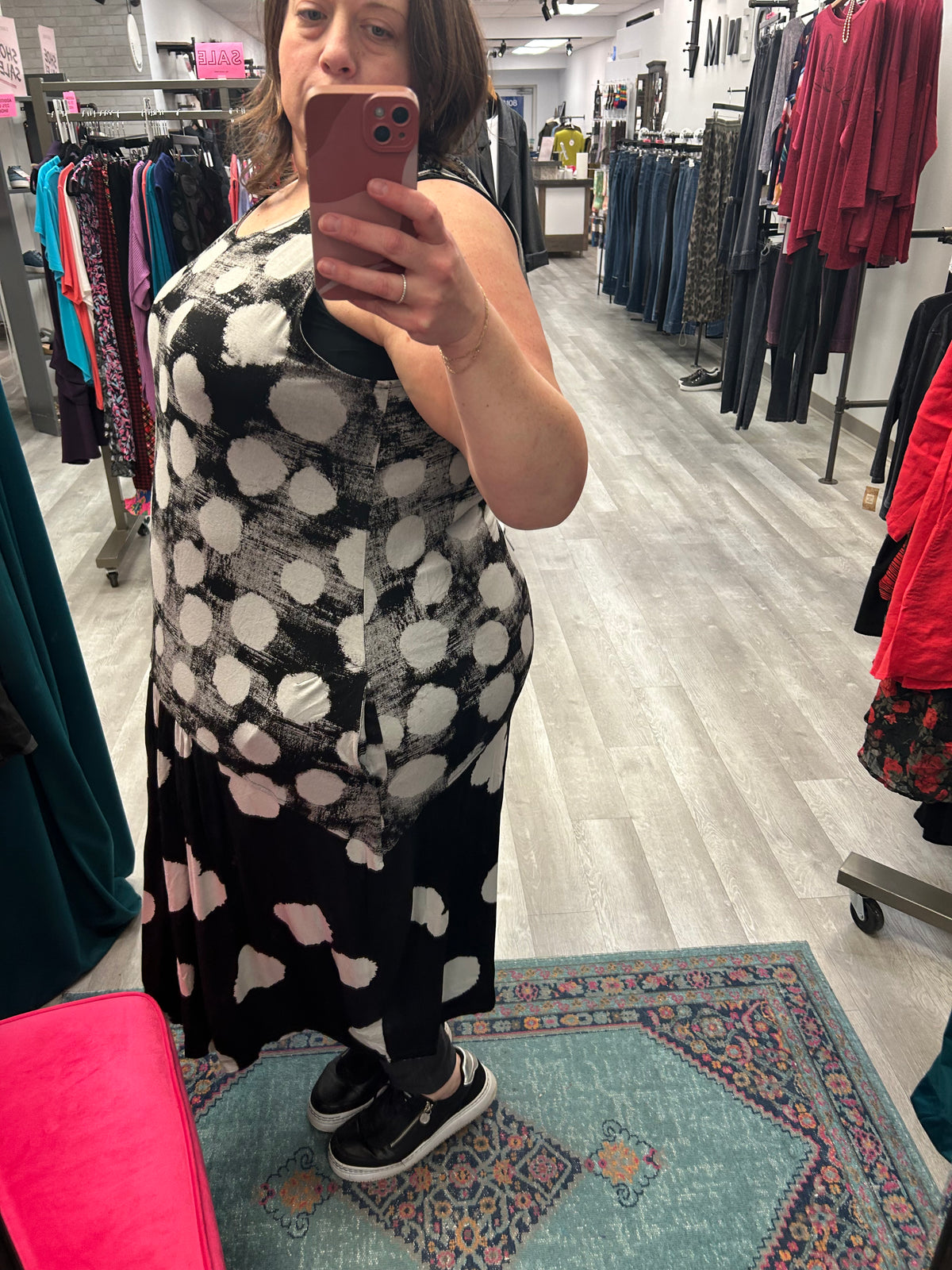 Black White Print Sleeveless Dress - Alembika