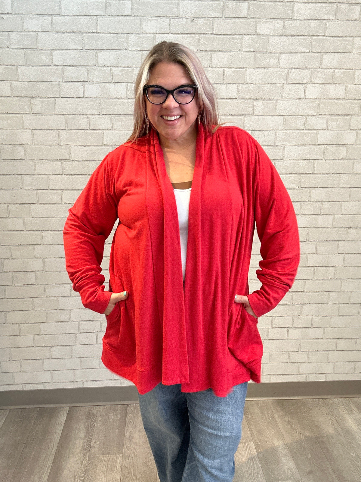 Bright Coral Cardigan w/ Thumbholes - TekGear