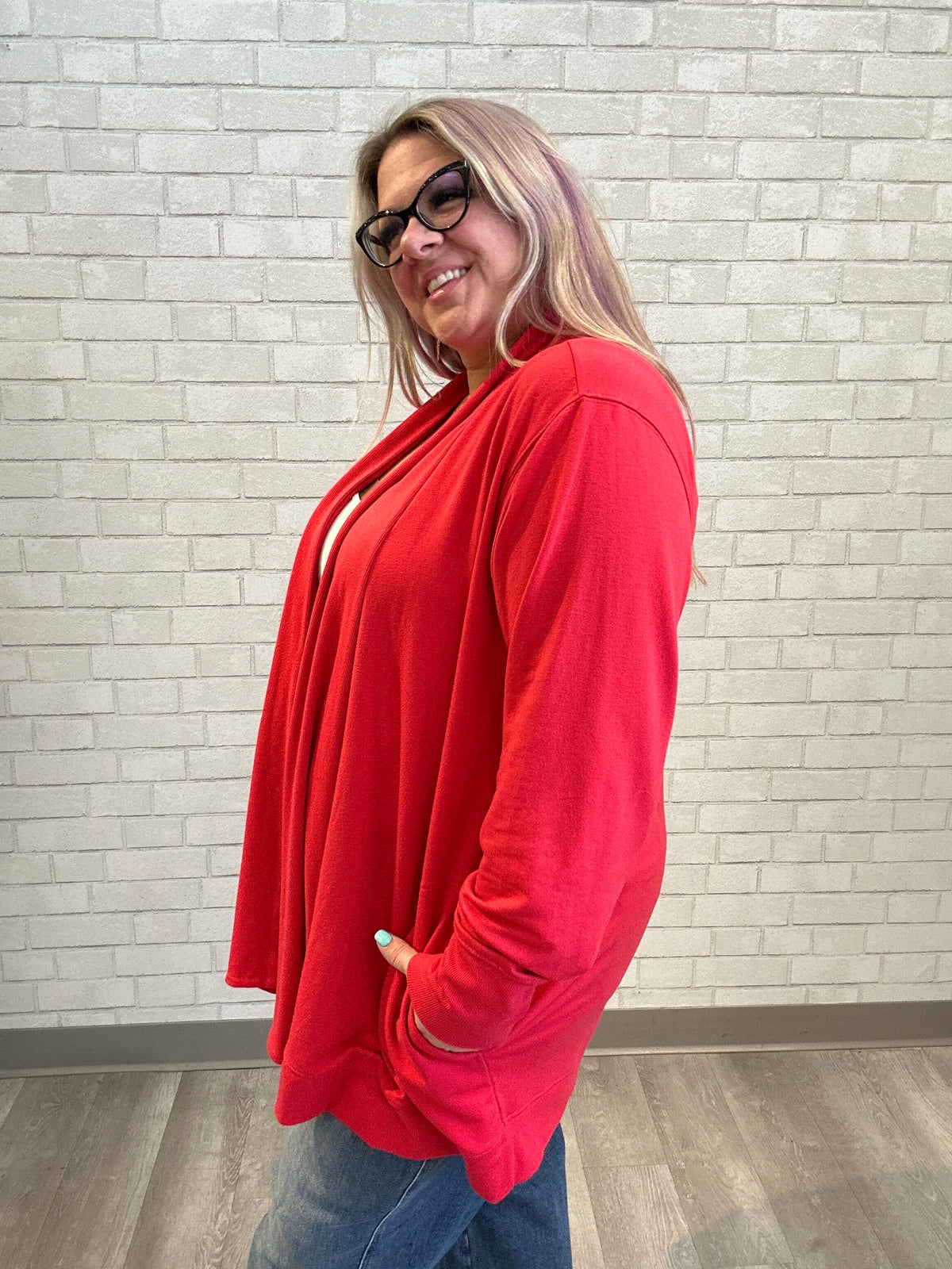 Bright Coral Cardigan w/ Thumbholes - TekGear