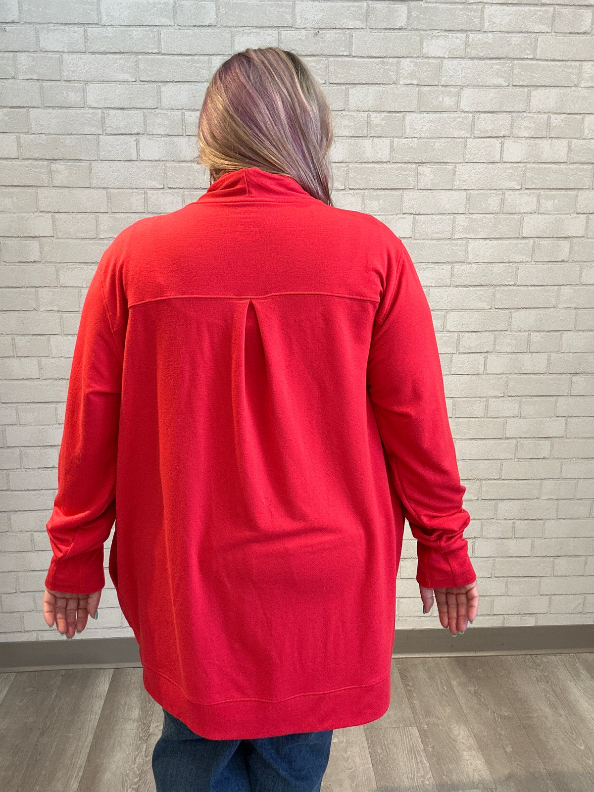 Bright Coral Cardigan w/ Thumbholes - TekGear