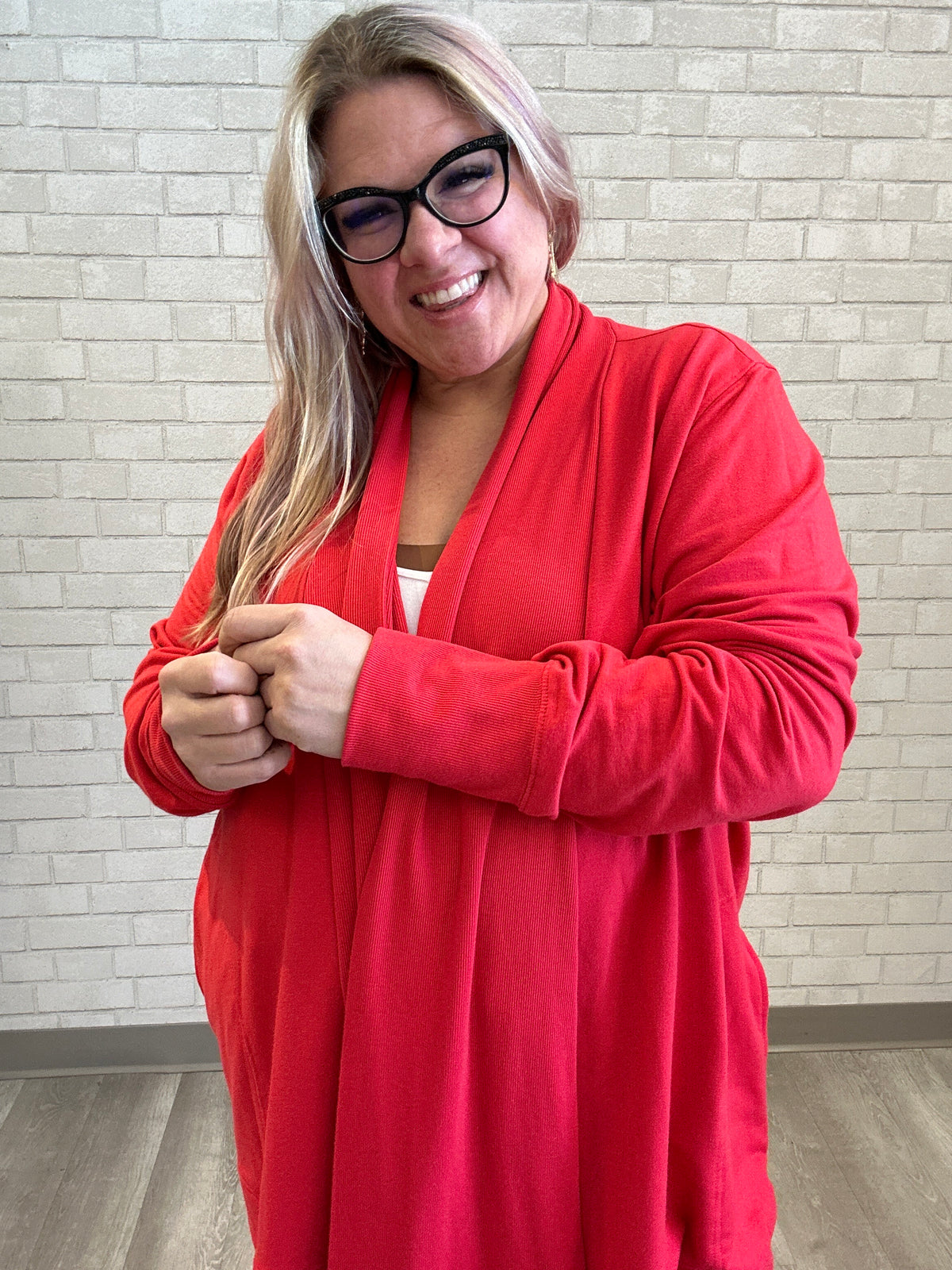 Bright Coral Cardigan w/ Thumbholes - TekGear