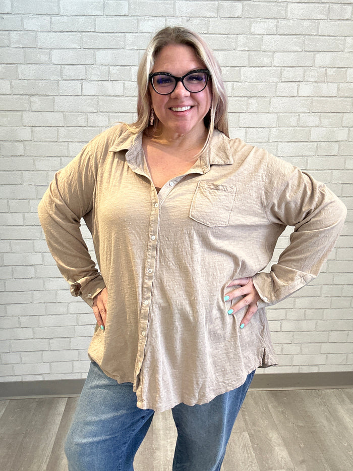 Oatmeal Button Down - Mododoc