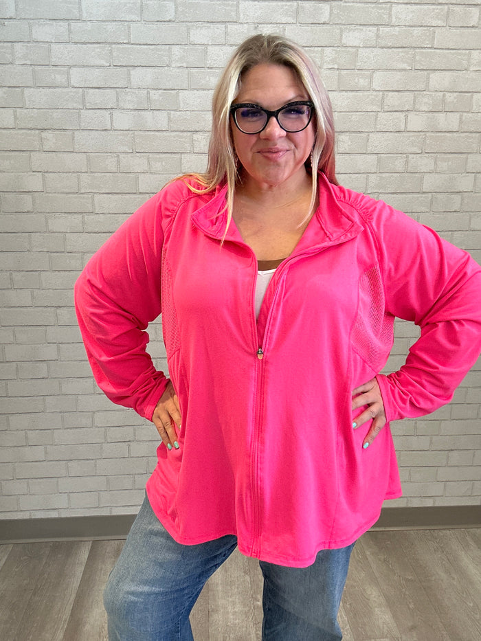Hot Pink Active Zip Up