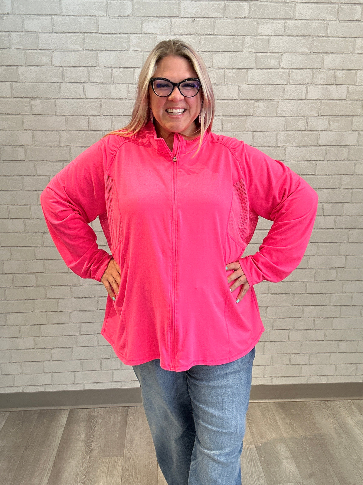 Hot Pink Active Zip Up