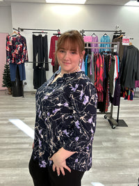 Navy Marble Print Lizzie Top - Dear Scarlett