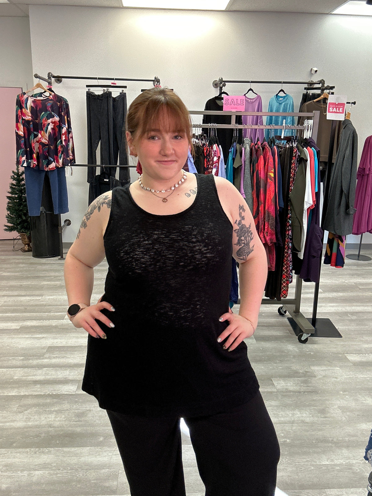 Black Knit Tunic Tank - Chalet