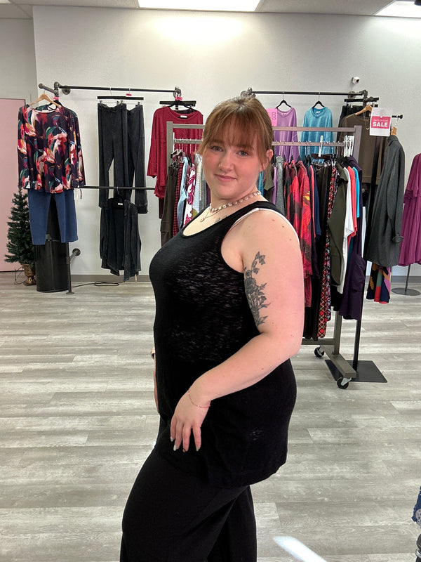 Black Knit Tunic Tank - Chalet
