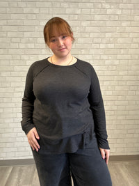 Grey Waffle Long Sleeve Top - Zenana