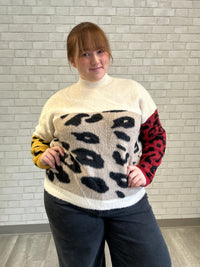 Colorblock Animal Print Sweater - Coco & Carmen