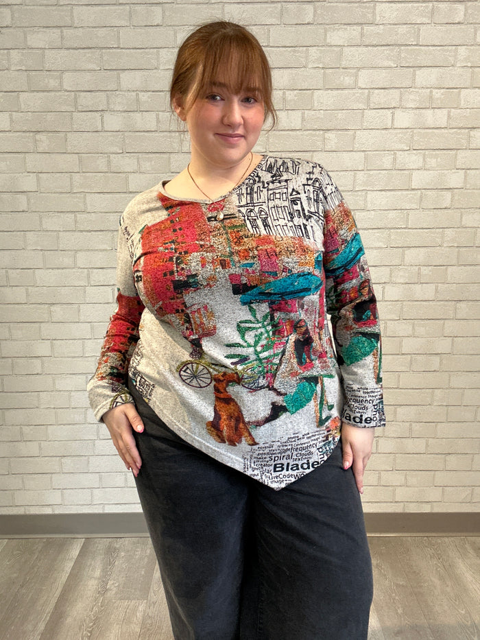 Cityscape V-Neck Top - Parsley & Sage (NWT)