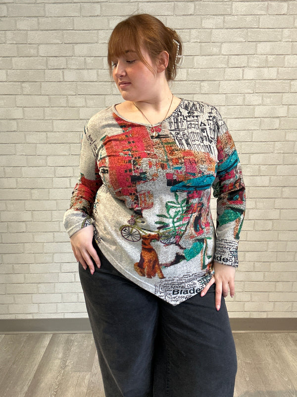 Cityscape V-Neck Top - Parsley & Sage (NWT)