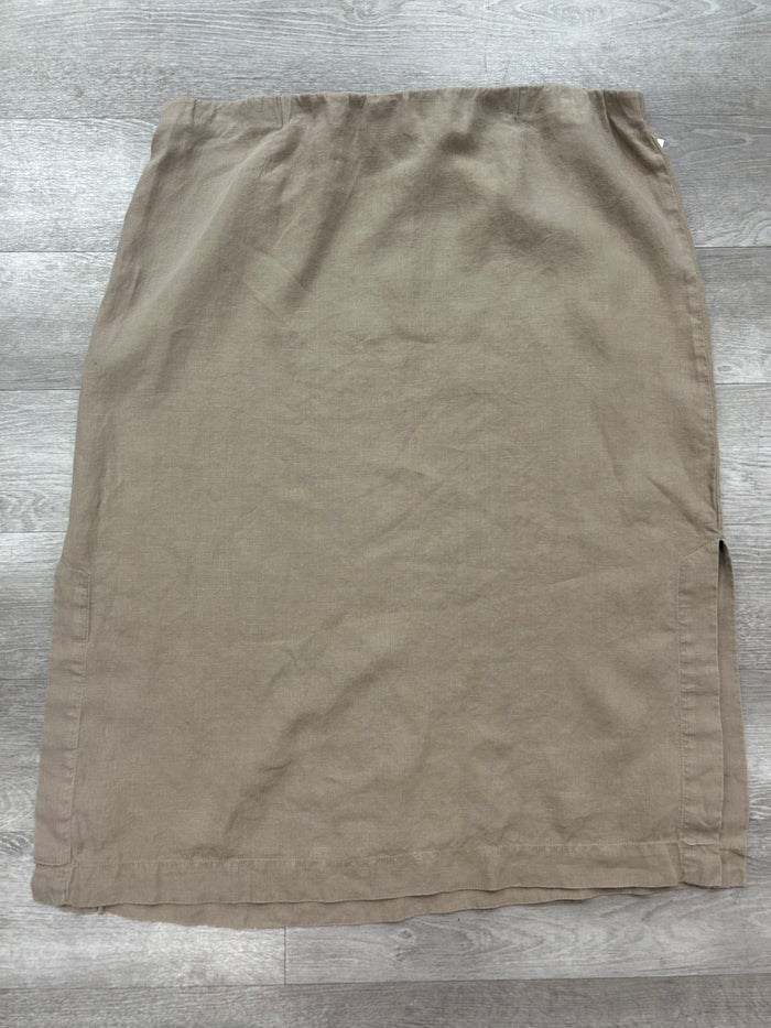 Khaki Long Linen Skirt - Pure Jill
