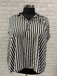 Black & White Mixed Strip Top - Jane + Delancey