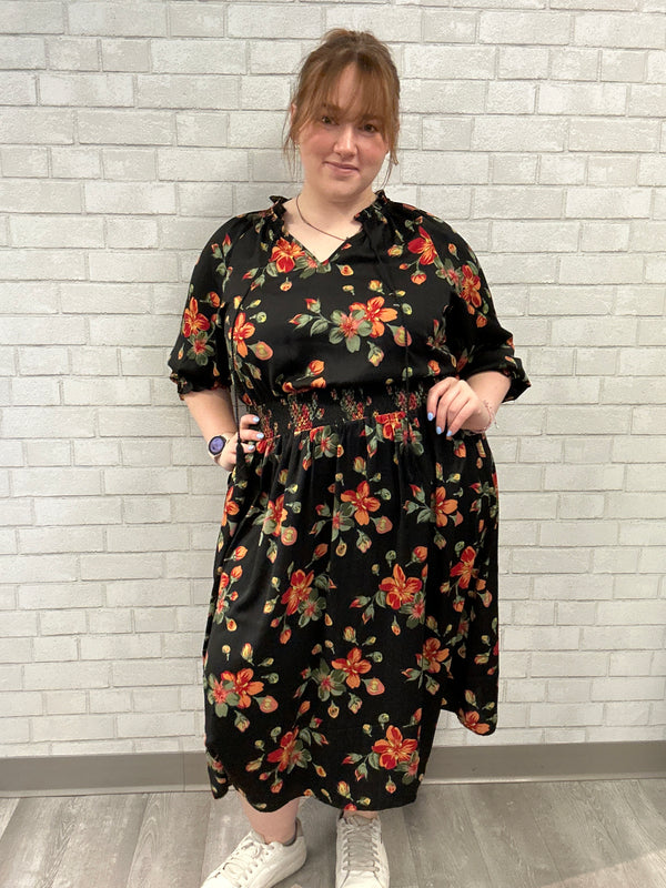 Black Floral Dress - Terra & Sky