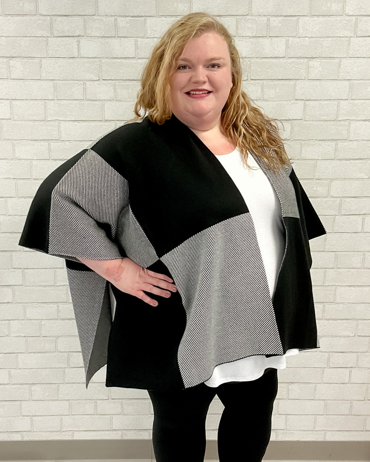 Luxurious Heavy Knit Plaid Blanket Poncho
