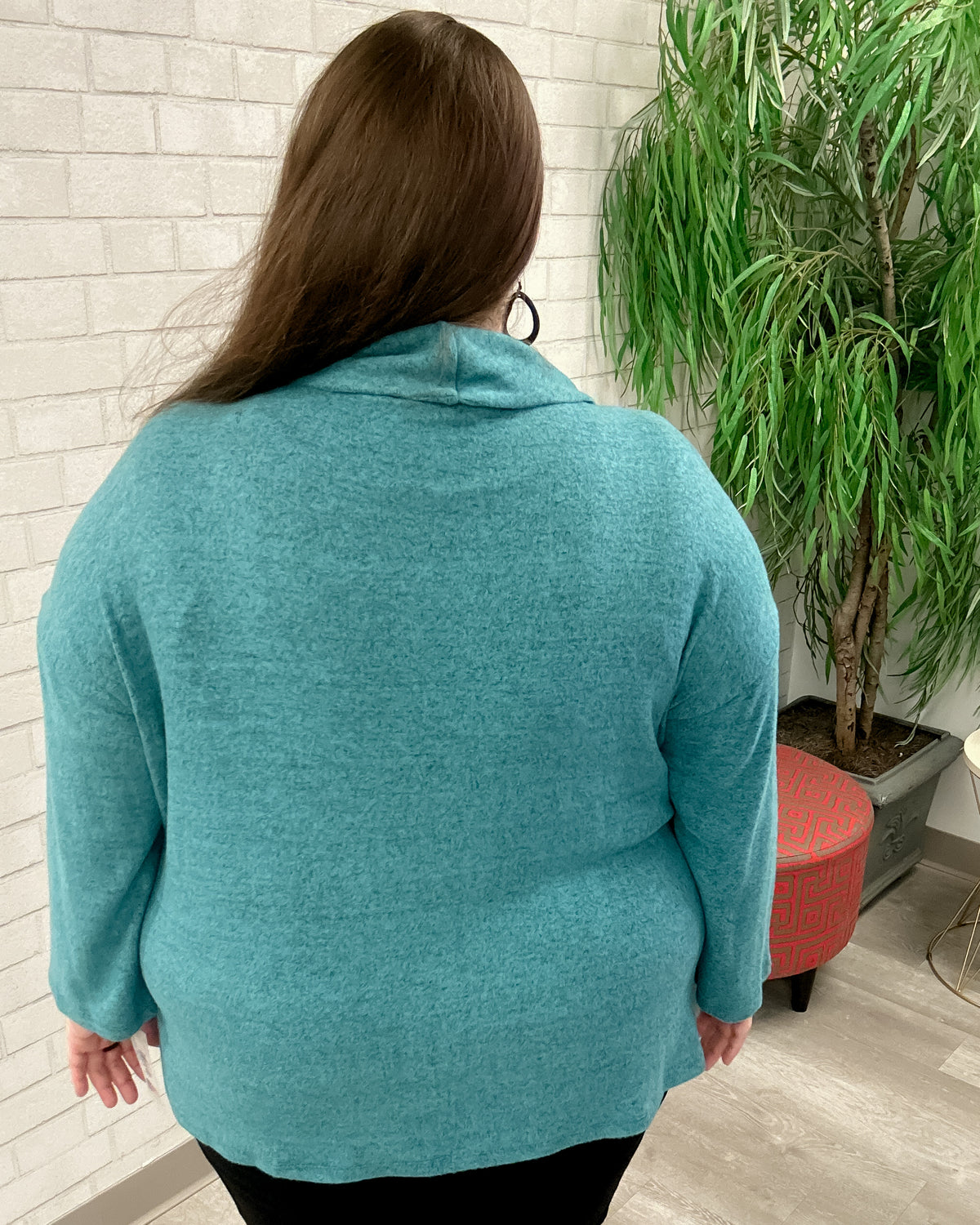 Hacci Cowl Neck Boxy Top | Teal
