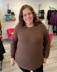 Round Neck Sweater | Brown