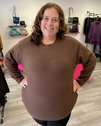 Round Neck Sweater | Brown