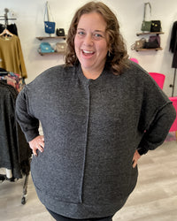 Brushed Mélange Hacci Oversized Sweater | Black