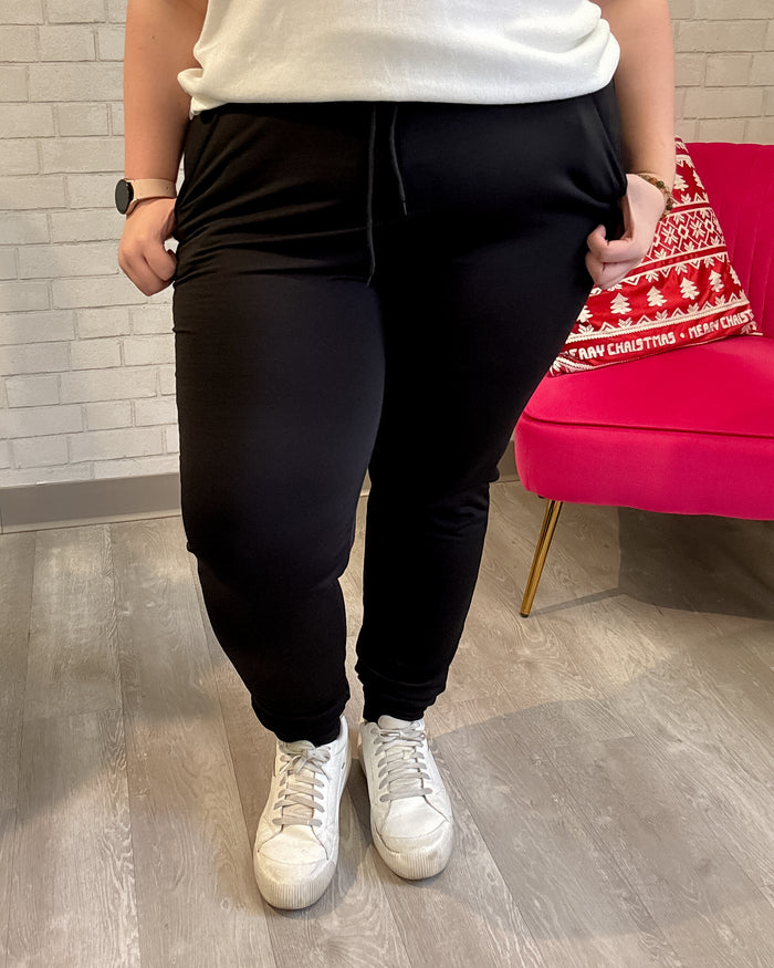 Fleece Lined Joggers | Black