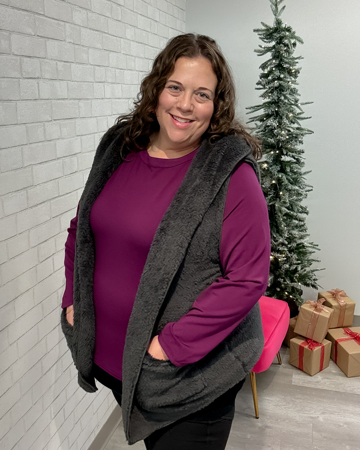 Cozy Fuzzy Vest | Charcoal