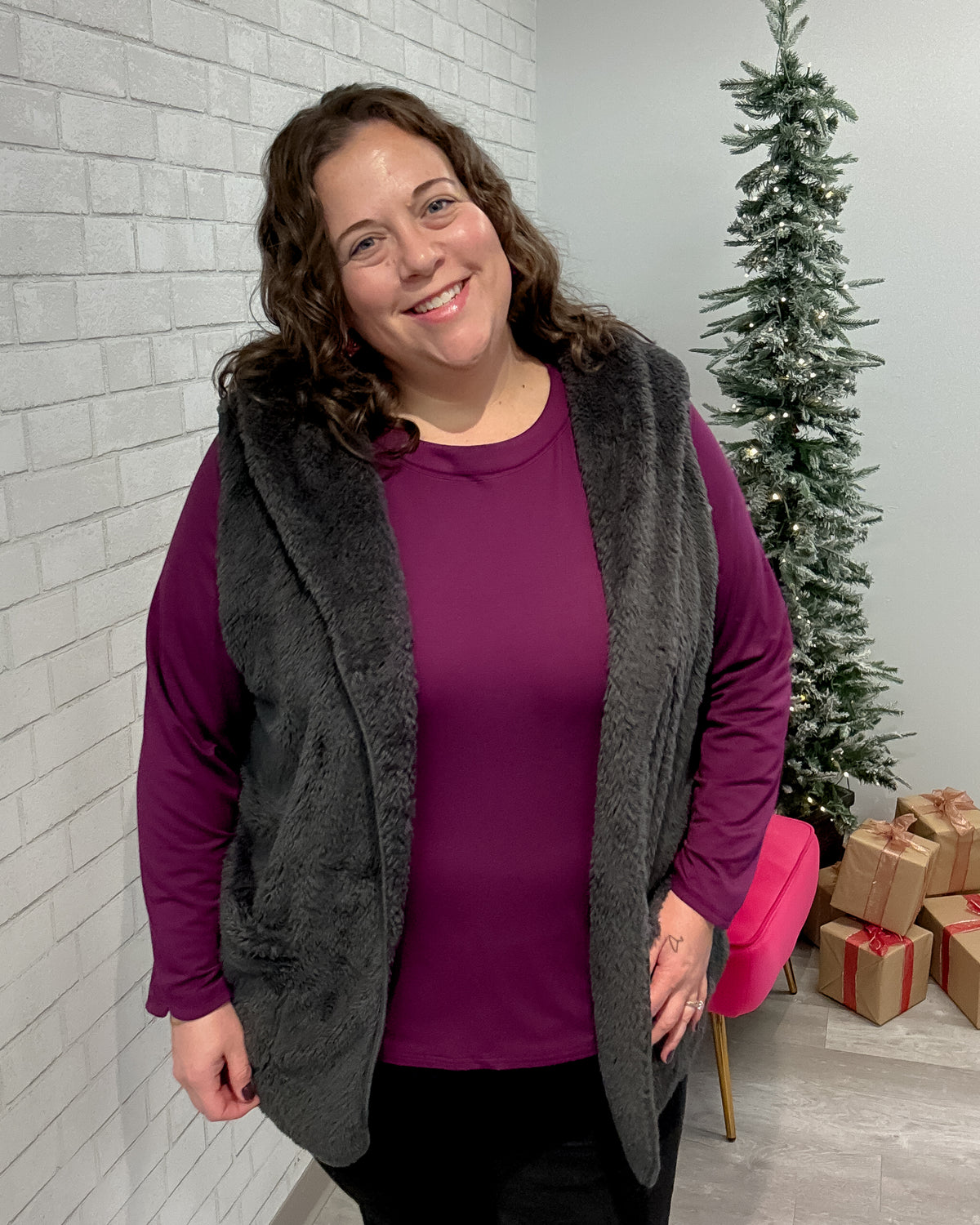 Cozy Fuzzy Vest | Charcoal