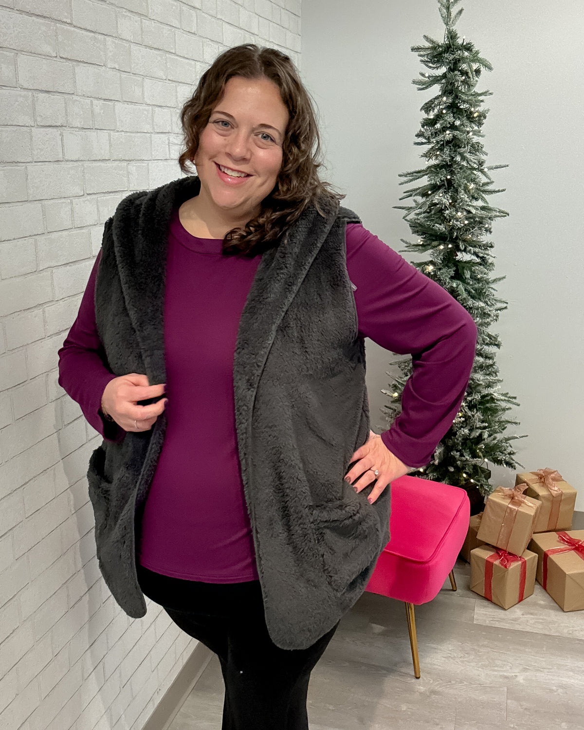 Cozy Fuzzy Vest | Charcoal